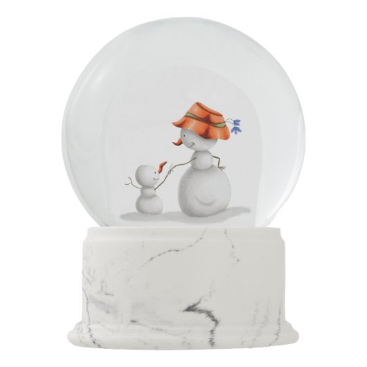 Großmutter und Großmutter Snowman Holding Hands Schneekugel (Rückseite)