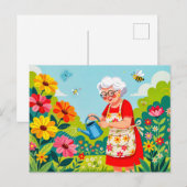 Großmutter-Wassergarten-Illustration Feiertagspostkarte (Vorne/Hinten)