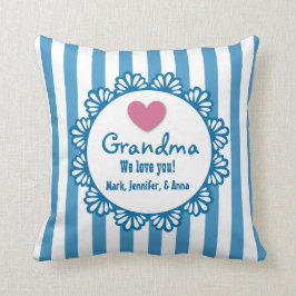 GROSSMUTTER wir Liebe Sie mit Herzen und Streifen Kissen