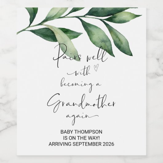 Großmutter wird Mama der Schwangerschaft Weinetikett (Einzelnes Label)