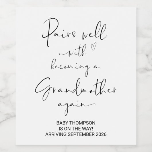 Großmutter wird Mama der Schwangerschaft Weinetikett (Einzelnes Label)