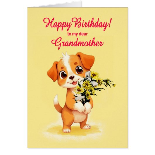 Großmutter zum Geburtstag Welpe und Blume (Vorne)