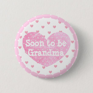 Großmutter, zum rosa Abdruck-Babyparty-Knopf zu Button