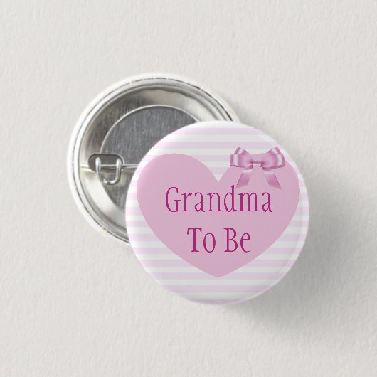 Großmutter, zum rosa Bogen-Babyparty-Knopf zu sein Button (Vorne & Hinten)