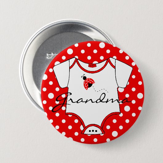 Großmutter, zum roter und weißer Marienkäfer zu Button (Vorne & Hinten)