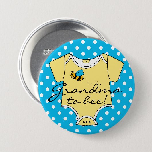 Großmutter zur Biene blau und gelb Button (Vorne & Hinten)