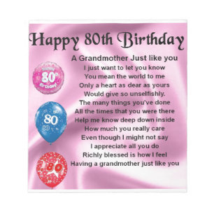 Großmuttergedicht - 80. Geburtstag Notizblock