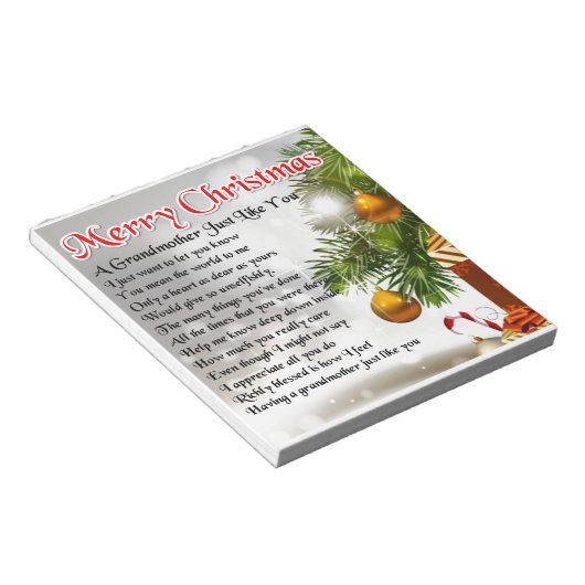 Großmuttergedicht - Weihnachtsdesign Notizblock (angewinkelt)