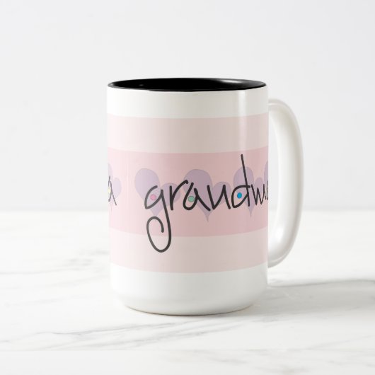 Großmutterkaffee-Tasse mit Herzen Zweifarbige Tasse (VorderseiteRechts)