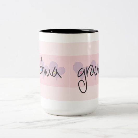 Großmutterkaffee-Tasse mit Herzen Zweifarbige Tasse (Mittel)