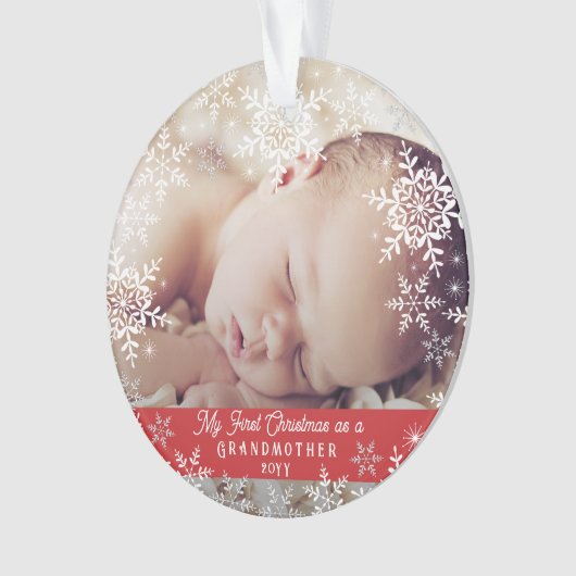 Großmutter's First Christmas Snowflake Baby Foto Ornament (Vorderseite)