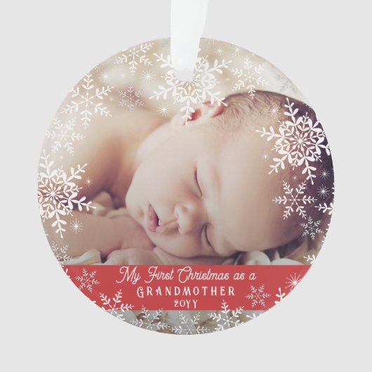 Großmutter's First Christmas Snowflake Baby Foto Ornament (Vorderseite)
