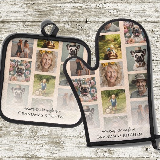 Großmutter's Kitchen Grandkids Multiple Foto Ofenhandschuh & Topflappen-Set