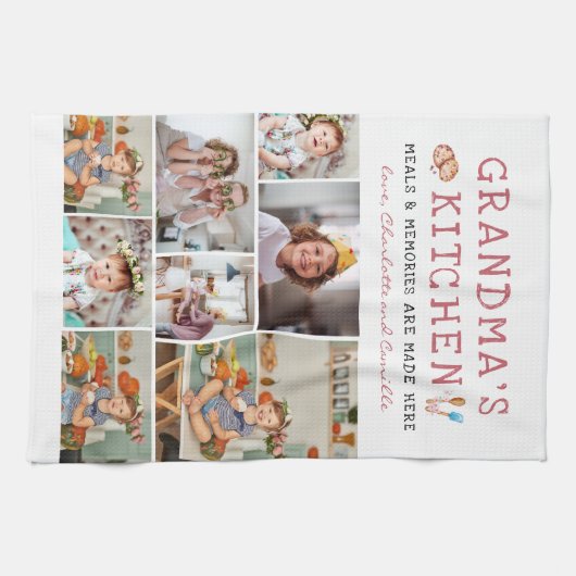 Großmutter's Küche | 8 FOTO PERSONALISIERT Geschirrtuch (Horizontal)