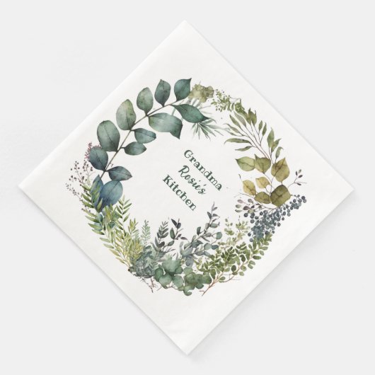 Großmutter's Küche | Personalisierter Farbdraht Serviette (Ecke)