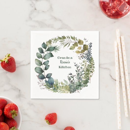 Großmutter's Küche | Personalisierter Farbdraht Serviette (Beispiel)