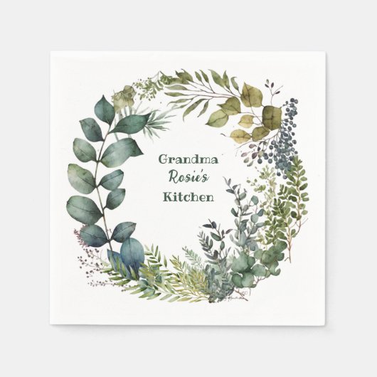 Großmutter's Küche | Personalisierter Farbdraht Serviette (Vorderseite)