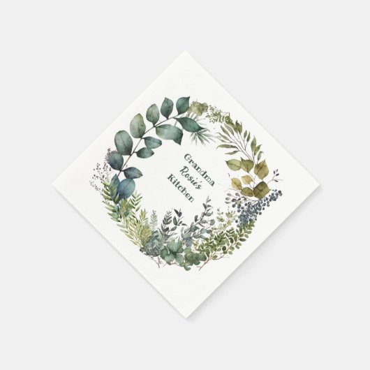 Großmutter's Küche | Personalisierter Farbdraht Serviette (Ecke)