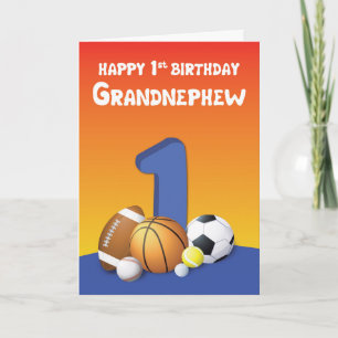 Großneffe 1. Geburtstag Sportbälle Karte