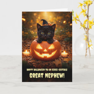 Großneffe Frohes Halloween Schwarze Katze Kürbis Karte