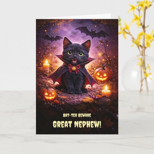 Großneffe oder Großneffe Frohes Halloween Karte (Gelbe Blume)