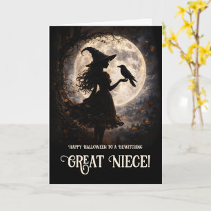 Großnichte Frohes Halloween Hexe und Rabe  Karte