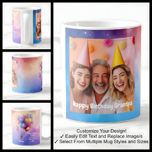Großpa Birthday Foto Message Balloons Modern 2002 Kaffeetasse