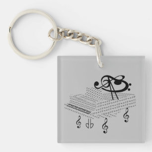 Großpiano und Ludwig van Beethoven, Musiknote Schlüsselanhänger