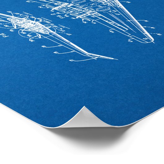 Großraumflugzeugpatent - Blueprint Poster (Ecke)