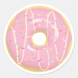 Großrosa Donut-Aufkleber Runder Aufkleber