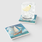 Großschiff auf See Steinuntersetzer (Seitenansicht)