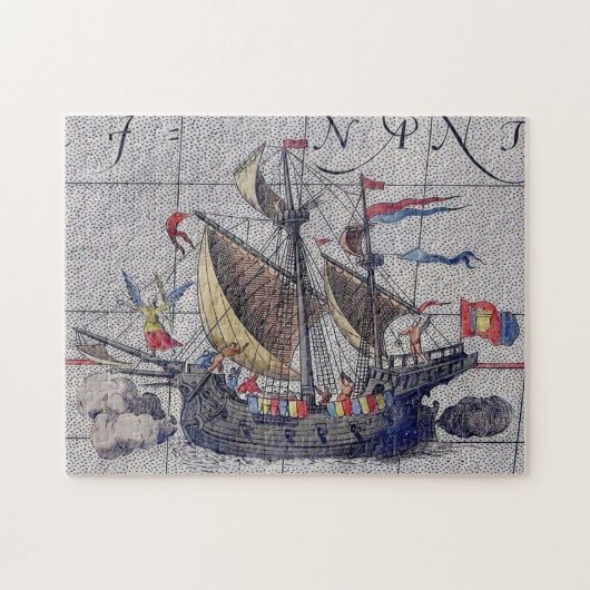 Großschiff und Karte des Pazifischen Ozeans Puzzle (Horizontal)