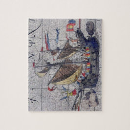Großschiff und Karte des Pazifischen Ozeans Puzzle