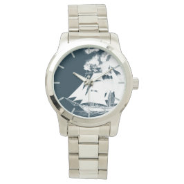 Großschiff und Wolken Armbanduhr