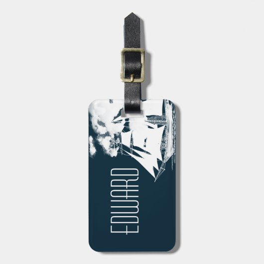 Großschiff und Wolken Gepäckanhänger (Vorderseite vertikal)