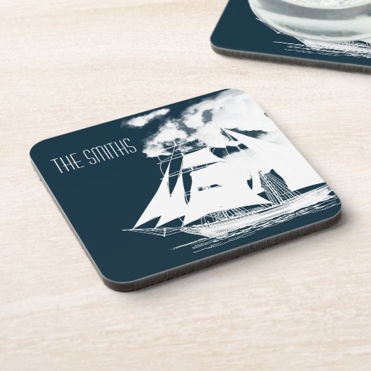 Großschiff und Wolken Getränkeuntersetzer (Linke Seite)