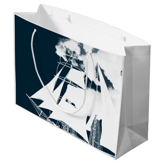 Großschiff und Wolken Große Geschenktüte (Rückseite Schrägansicht)