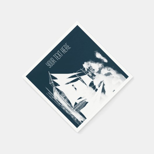 Großschiff und Wolken Serviette (Ecke)