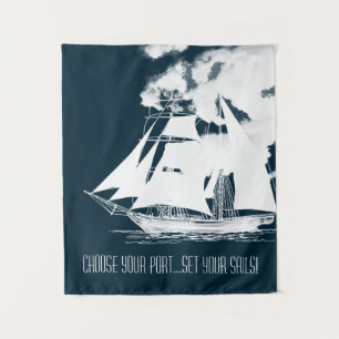 Großschiff und Wolken Wandteppich
