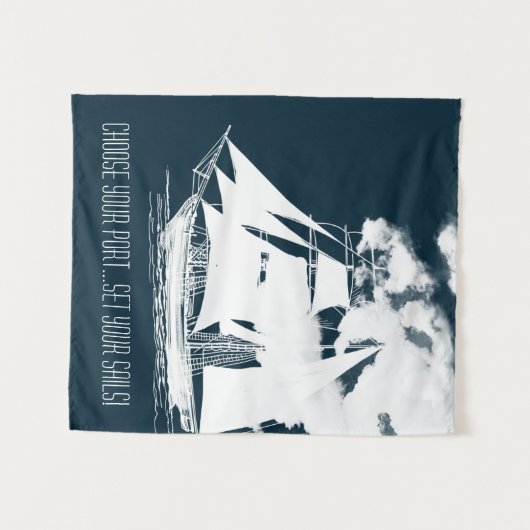 Großschiff und Wolken Wandteppich (Vorderseite (Horizontal))