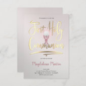 Großschrift First Heilige Kommunion Einladung (Vorne/Hinten)