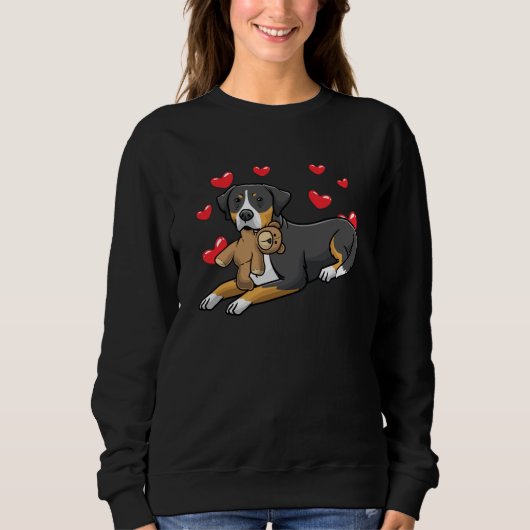 Großschweizer Hund mit ausgestopften Tieren Sweatshirt (Vorderseite)