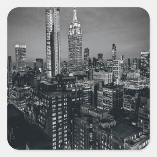 "Großstadt-Aufkleber – Urbane Skyline-Decal" Quadratischer Aufkleber