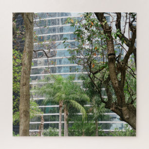 Großstadt, Wolkenkratzer, Bäume, Park, Asien, Hong Puzzle