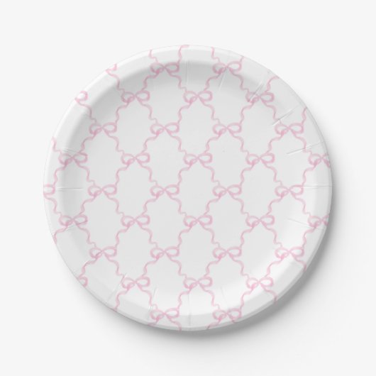 Großtausendjährige Pink Bows Paper Plate Pappteller (Vorderseite)
