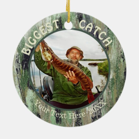 GRÖSSTER FANG Foto Sake Keramik Ornament (Hinten)