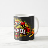 Größter Lehrer im Varsity-Stil-Abzeichen Kaffeetasse (VorderseiteRechts)