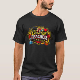 Größter Lehrer im Varsity-Stil-Abzeichen T-Shirt