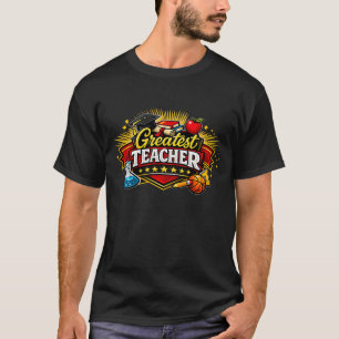Größter Lehrer im Varsity-Stil-Abzeichen T-Shirt