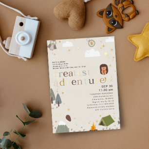 Größtes Abenteuer Geschlechtsneutrale Babyparty Go Folieneinladung